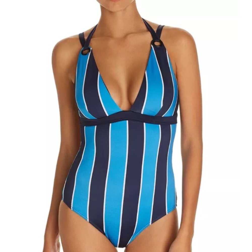 Mei L'Ange Navy Multi Stripe Mya One Piece Swimsuit